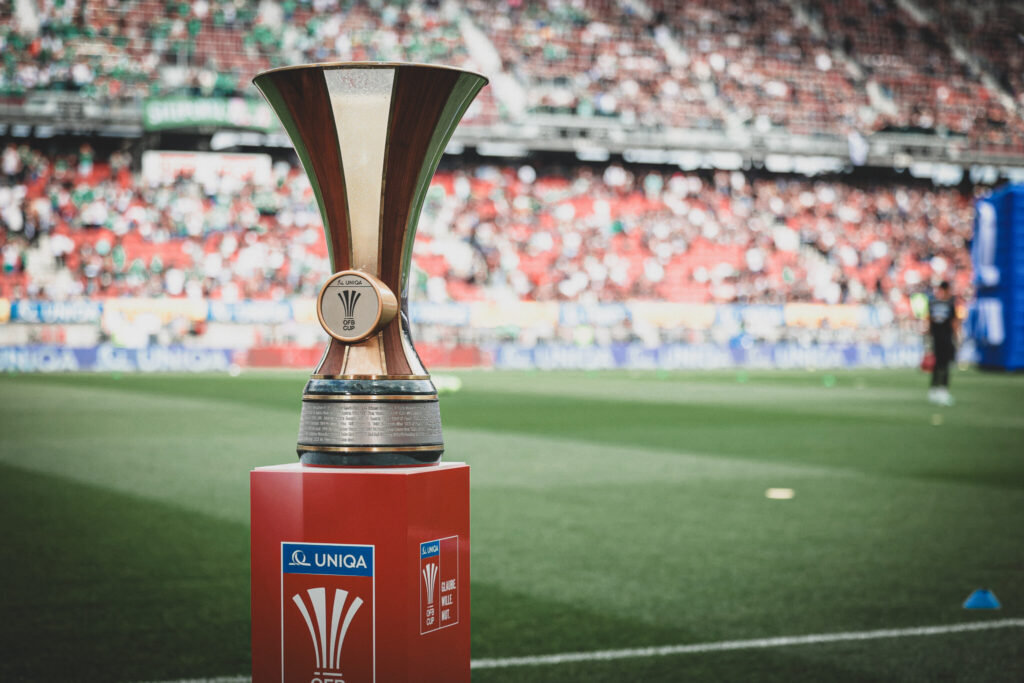 KLAGENFURT,AUSTRIA,01.MAY.24 - SOCCER - UNIQA OEFB Cup, final, SK Sturm Graz vs SK Rapid Wien. Image shows the trophy. Photo: GEPA pictures/ David Bitzan